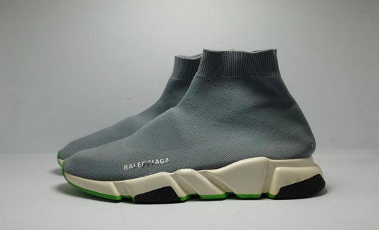 Balenciaga Grey Knit Fabric Speed Trainer Sock Sneakers