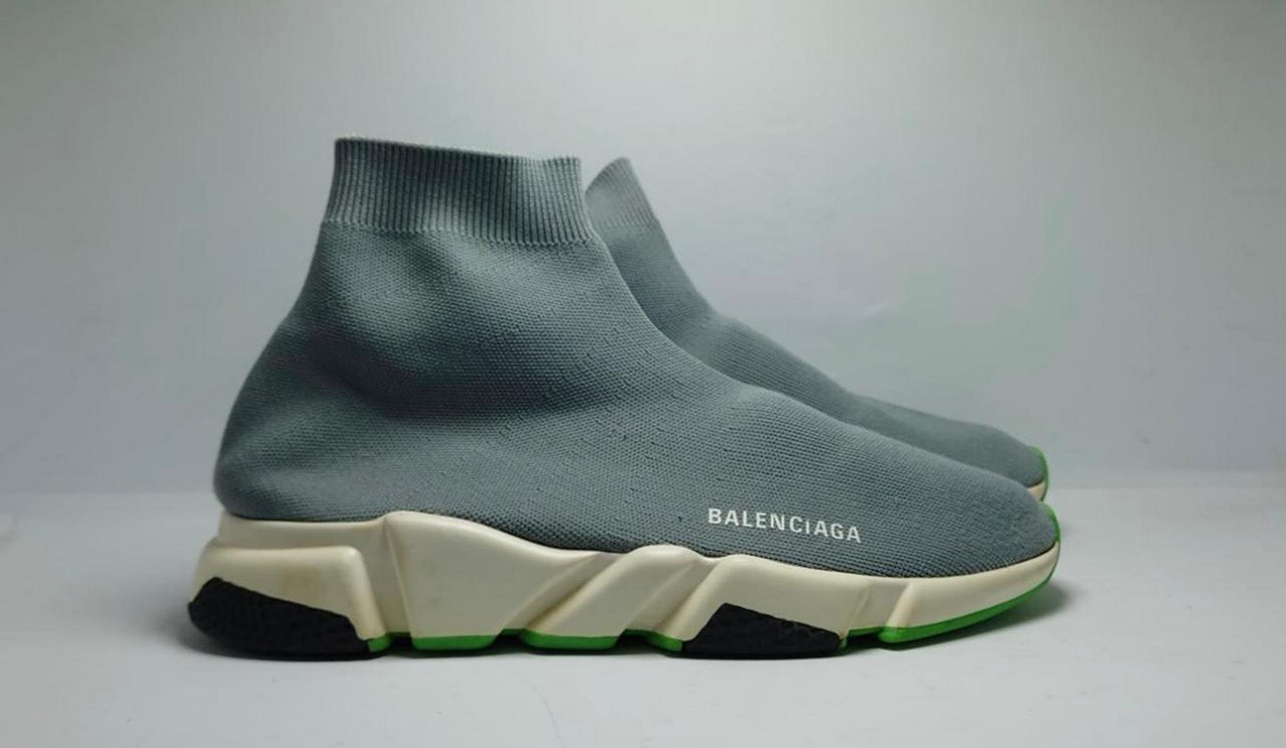 Balenciaga Grey Knit Fabric Speed Trainer Sock Sneakers